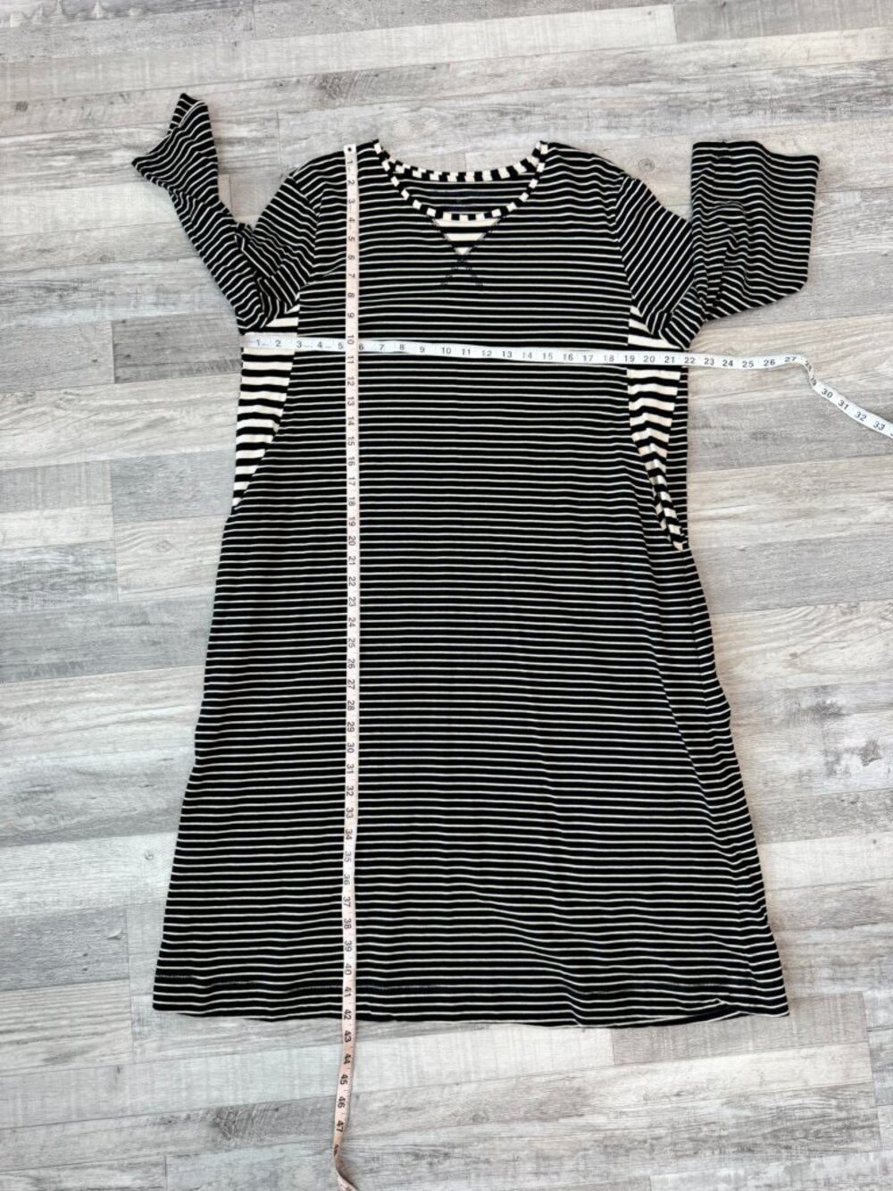 Gudrun Sjoden Black White Stripe 3/4 Sleeve Knit Dress Size XL Stretch Q9 - Picture 3 of 5